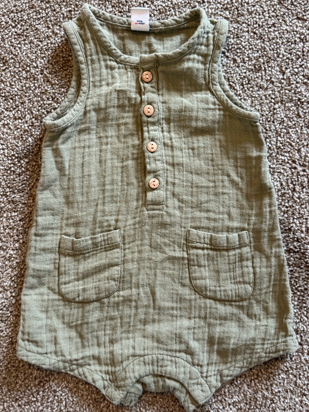 Old Navy Olive Green Muslin Baby Romper